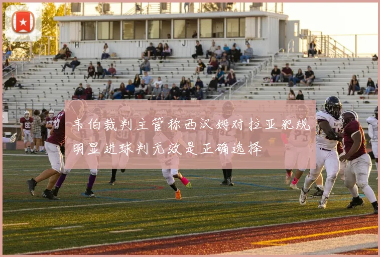 韦伯裁判主管称西汉姆对拉亚犯规明显进球判无效是正确选择